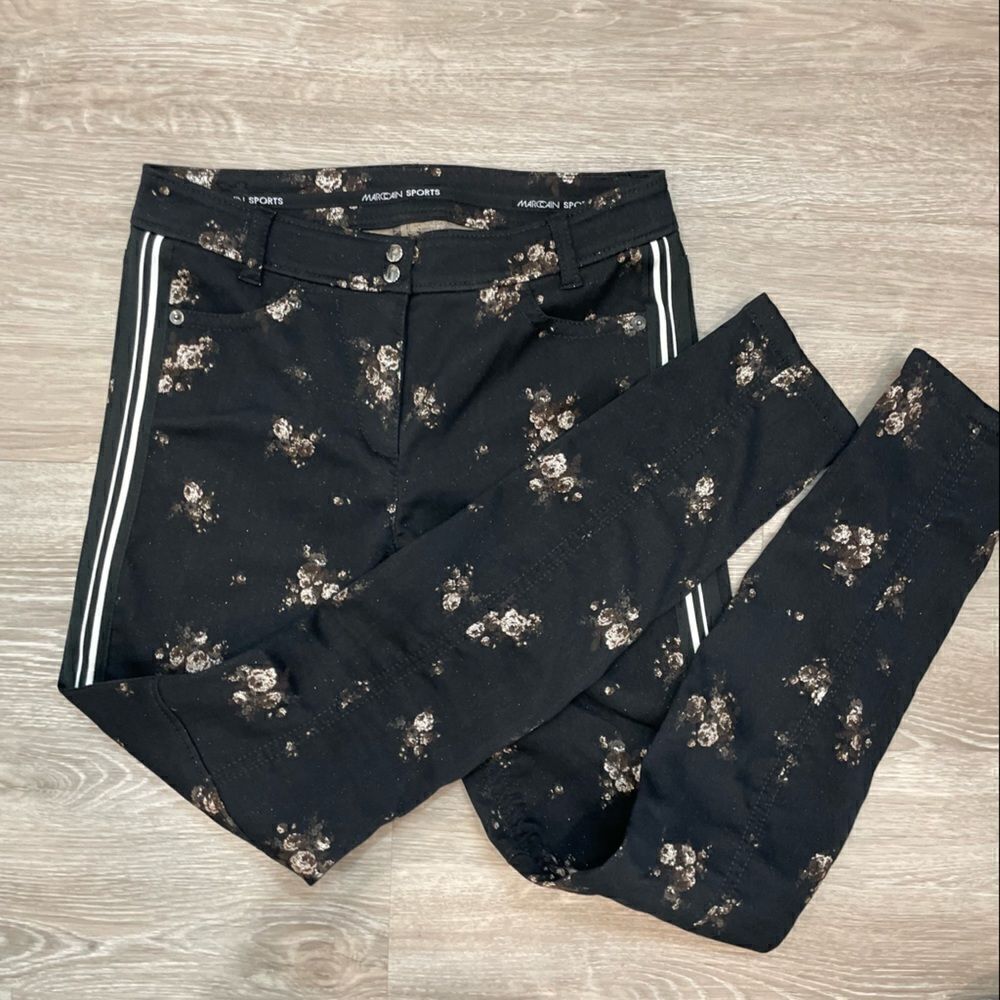 Marc Cain Floral Print Jeans Side Stripes Stretch Skinny Pants Treasure sz 25 - Picture 2 of 9